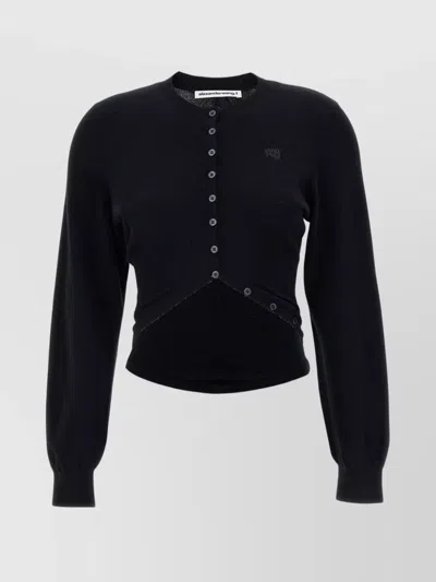 Alexander Wang Crew Neck Knitwear Cardigan In Blue