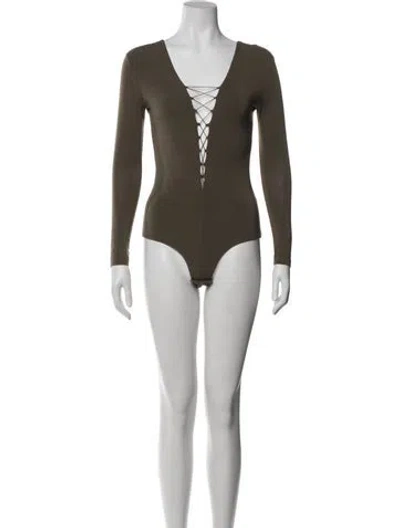 Pre-owned Alexander Wang Crew Neck Long Sleeve Bodysuit In Gray