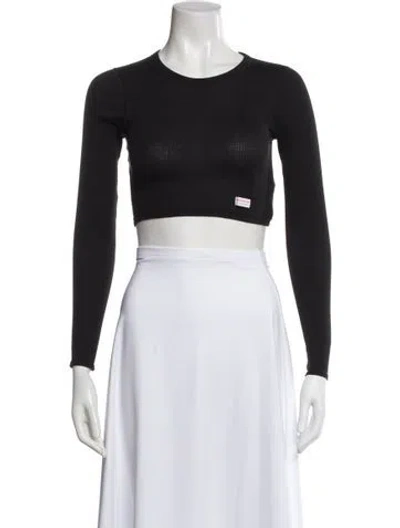 Pre-owned Alexander Wang Crew Neck Long Sleeve Crop Top In Black