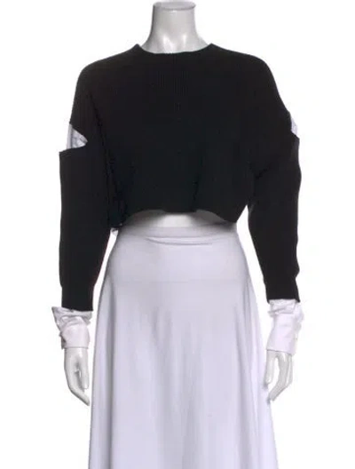 Pre-owned Alexander Wang Crew Neck Long Sleeve Crop Top In Black