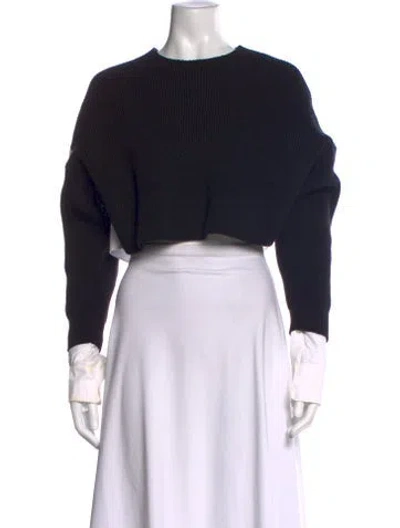 Pre-owned Alexander Wang Crew Neck Long Sleeve Crop Top In Blue