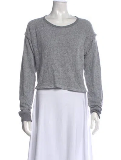 Pre-owned Alexander Wang Crew Neck Long Sleeve Crop Top In Gray