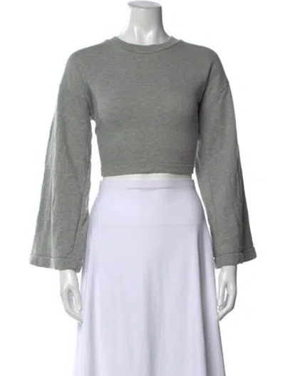 Pre-owned Alexander Wang Crew Neck Long Sleeve Crop Top In Gray