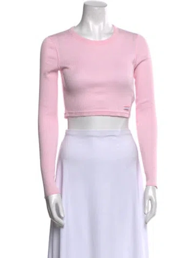 Pre-owned Alexander Wang Crew Neck Long Sleeve Crop Top In Pink