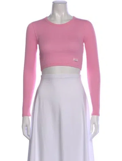 Pre-owned Alexander Wang Crew Neck Long Sleeve Crop Top In Pink