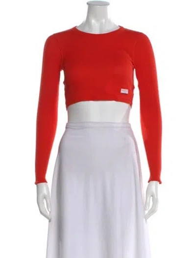 Pre-owned Alexander Wang Crew Neck Long Sleeve Crop Top In Red