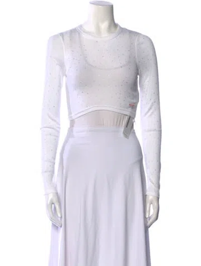 Pre-owned Alexander Wang Crew Neck Long Sleeve Crop Top W/ Tags In White