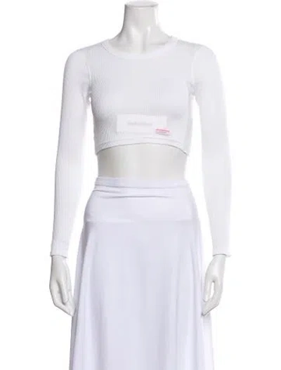 Pre-owned Alexander Wang Crew Neck Long Sleeve Crop Top In White