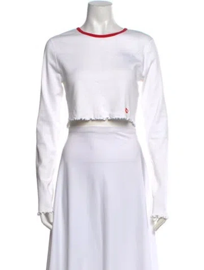 Pre-owned Alexander Wang Crew Neck Long Sleeve Crop Top In White