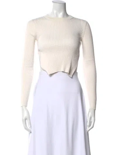 Pre-owned Alexander Wang Crew Neck Long Sleeve Crop Top In White