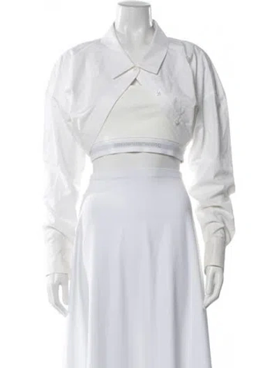 Pre-owned Alexander Wang Crew Neck Long Sleeve Crop Top In White
