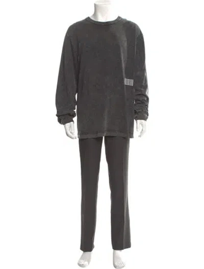 Pre-owned Alexander Wang Crew Neck Long Sleeve Henley In Gray