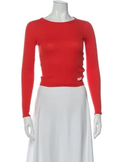 Pre-owned Alexander Wang Crew Neck Long Sleeve Top W/ Tags In Orange