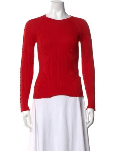 Pre-owned Alexander Wang Crew Neck Long Sleeve Top W/ Tags In Red