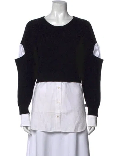 Pre-owned Alexander Wang Crew Neck Long Sleeve Top In White