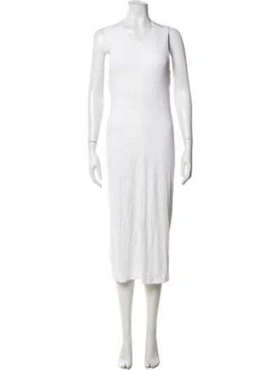 Pre-owned Alexander Wang Crew Neck Midi Length Dress In White