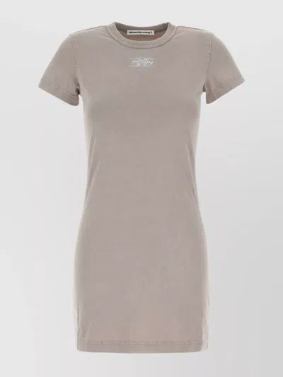 Alexander Wang Crew Neck Mini Dress With Short Sleeves In Gray