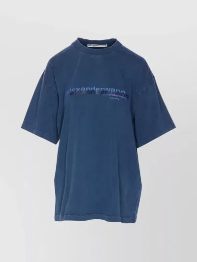 Alexander Wang Crew Neck Relaxed Fit Short Sleeve Top In Blue