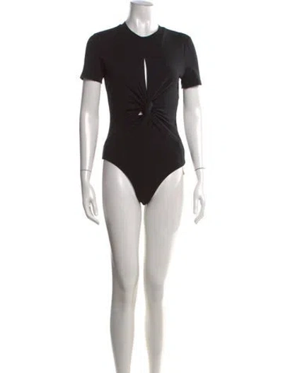 Pre-owned Alexander Wang Crew Neck Short Sleeve Bodysuit In Black
