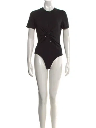 Pre-owned Alexander Wang Crew Neck Short Sleeve Bodysuit In Black