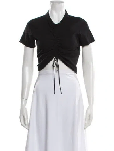 Pre-owned Alexander Wang Crew Neck Short Sleeve Crop Top In Black