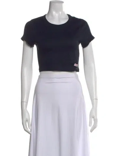 Pre-owned Alexander Wang Crew Neck Short Sleeve Crop Top In Black