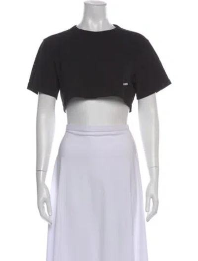 Pre-owned Alexander Wang Crew Neck Short Sleeve Crop Top In Black