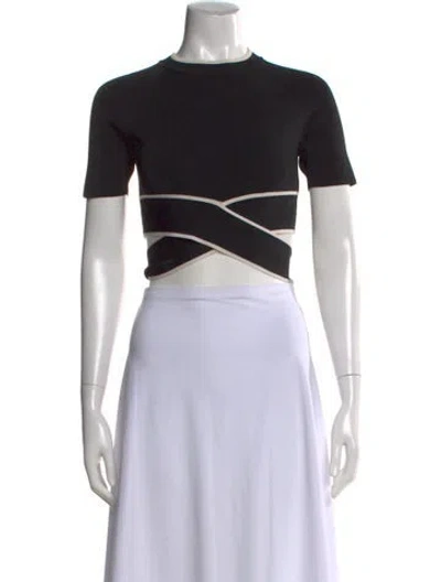 Pre-owned Alexander Wang Crew Neck Short Sleeve Crop Top In Black