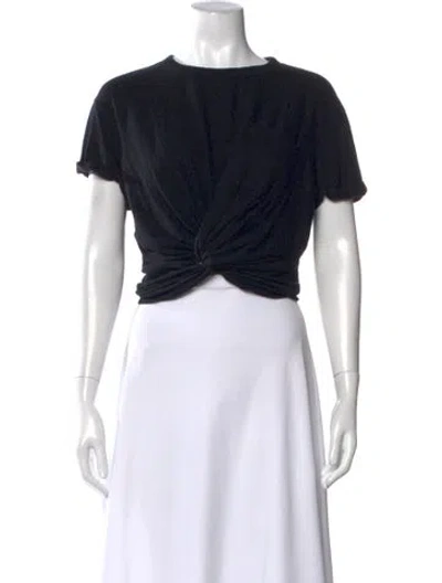 Pre-owned Alexander Wang Crew Neck Short Sleeve Crop Top In Black