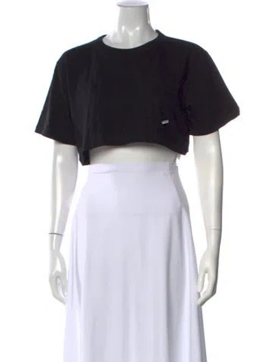 Pre-owned Alexander Wang Crew Neck Short Sleeve Crop Top In Black