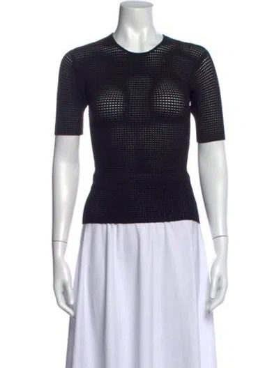 Pre-owned Alexander Wang Crew Neck Short Sleeve Crop Top In Black