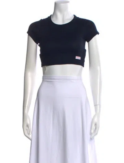 Pre-owned Alexander Wang Crew Neck Short Sleeve Crop Top In Blue