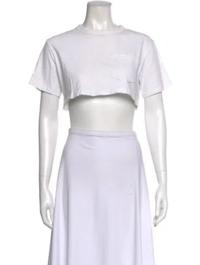 Pre-owned Alexander Wang Crew Neck Short Sleeve Crop Top In White