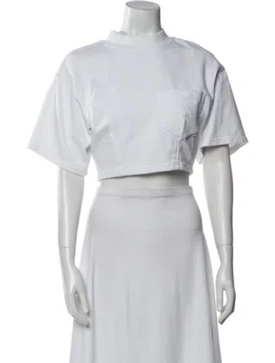 Pre-owned Alexander Wang Crew Neck Short Sleeve Crop Top In White