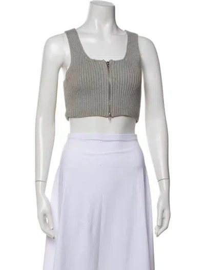 Pre-owned Alexander Wang Crew Neck Sleeveless Crop Top In Blue