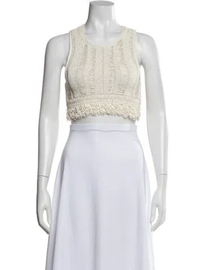Pre-owned Alexander Wang Crew Neck Sleeveless Crop Top In White