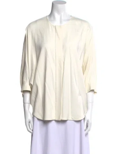 Pre-owned Alexander Wang Crew Neck Three-quarter Sleeve Blouse In Neutral