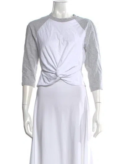 Pre-owned Alexander Wang Crew Neck Three-quarter Sleeve Top In White