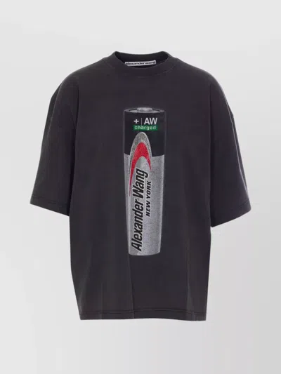 ALEXANDER WANG CREWNECK GRAPHIC PRINT T-SHIRT STRASS