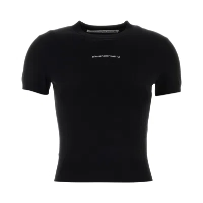Pre-owned Alexander Wang Crewneck Hotfix Logo Short-sleeve 'black' | Women's Size M
