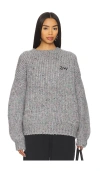 Alexander Wang Women Melange Grey Wool Blend Oversize Sweater In Gray