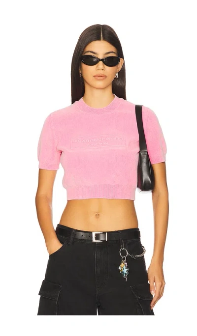 Alexander Wang Women Chenille Pullover In Cotton Blend With Logo In Pink