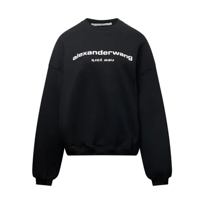 Alexander Wang Crewneck With Puff Logo In Black
