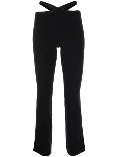 Alexander Wang Alexanderwang. T Criss-cross Logo-trim Leggings In Black