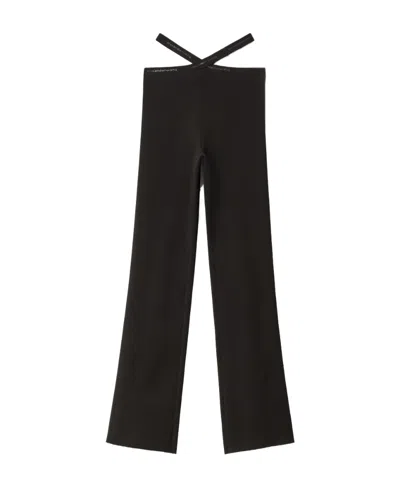Alexander Wang Criss-cross Logo-trim Leggings In Black