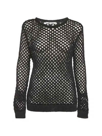 Pre-owned Alexander Wang Crochet Sheer Sweater In Black
