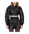 Alexander Wang Black Crocheted Leather Bomber Jacket In Black
