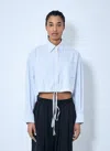 Alexander Wang Striped Cropped Shirt In Blue