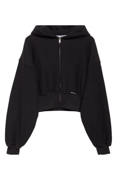 ALEXANDER WANG ALEXANDER WANG CROP FRONT ZIP COTTON HOODIE