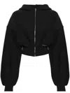 Alexander Wang Womens Faded Black Brand-patch Cropped Cotton-jersey Hoody In Blue